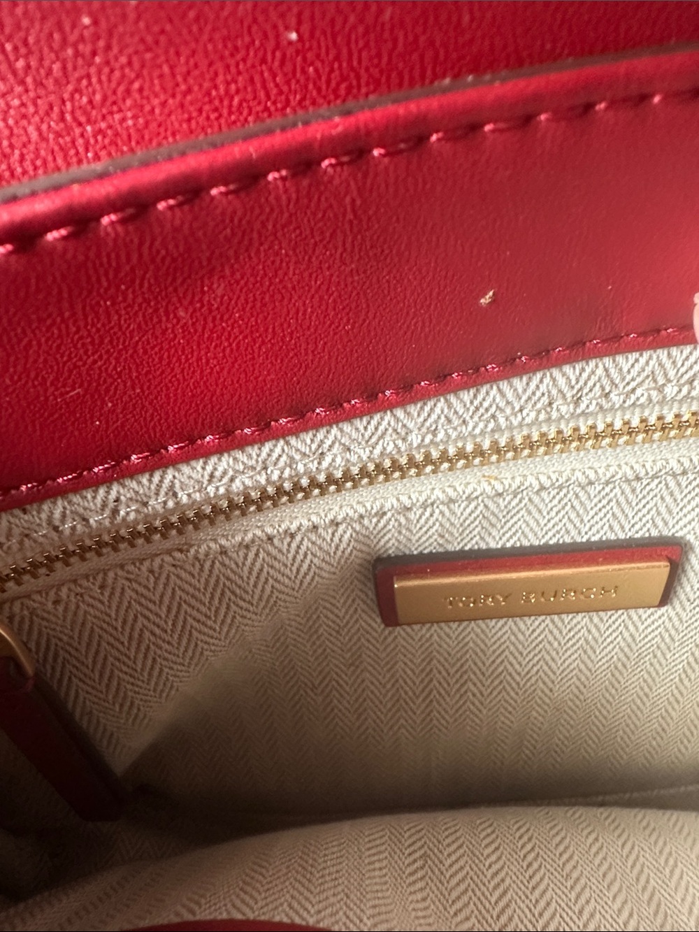 Tory Burch Red Quilted Leather Top-Handle Satchel with Gold Logo Accent - Picture 2 of 8